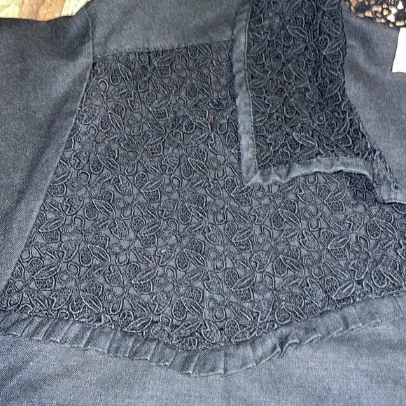 ET VOUS Cotton/Linen Blend Button down black shirt.  Size 1X. - Picture 3 of 7